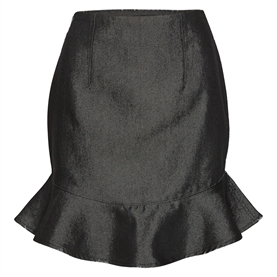 Rotate Denim Mini Ruffle Nederdel, Sort